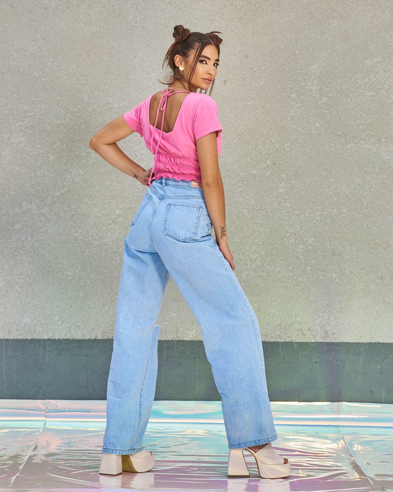 CALÇA JEANS CLARA BOTOES WIDE 5033 ALCANCE Imagem secundária do produto