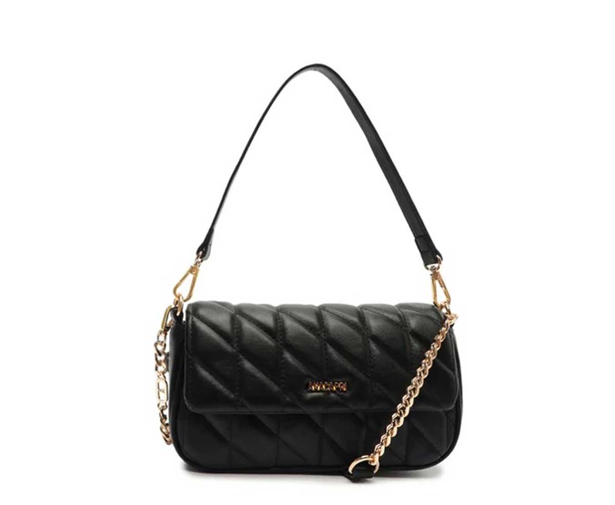 BOLSA TIRACOLO MÉDIA MATELASSÊ TRIANGULAR PRETA C 50036 0006 0001 ANACAPRI