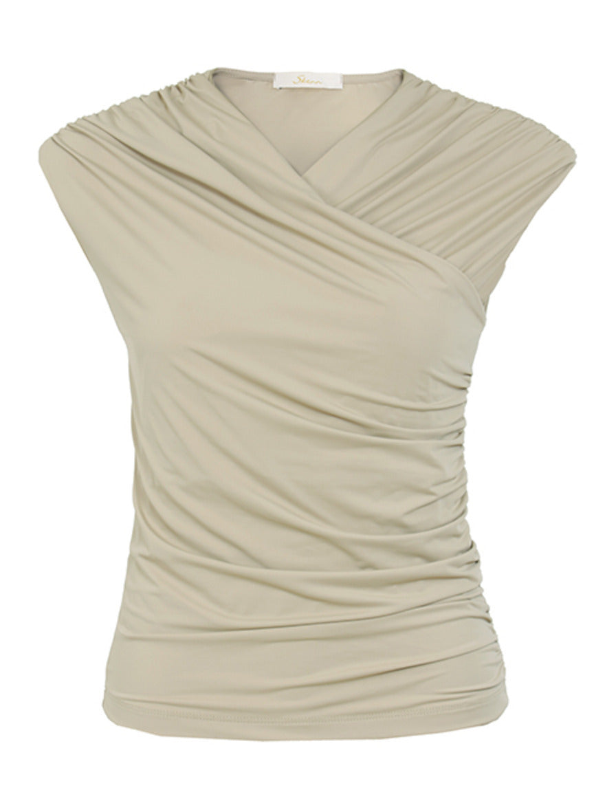 Blusa Begonia franzido feminina Skenn vista frente com drapeado