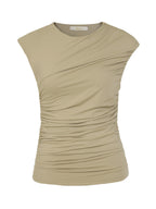 Blusa Fluidez Drapeados vista costas, drapeados elegantes, marca Skenn