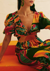 Vestido Midi Dec Profundo Manga 103059 Cacay