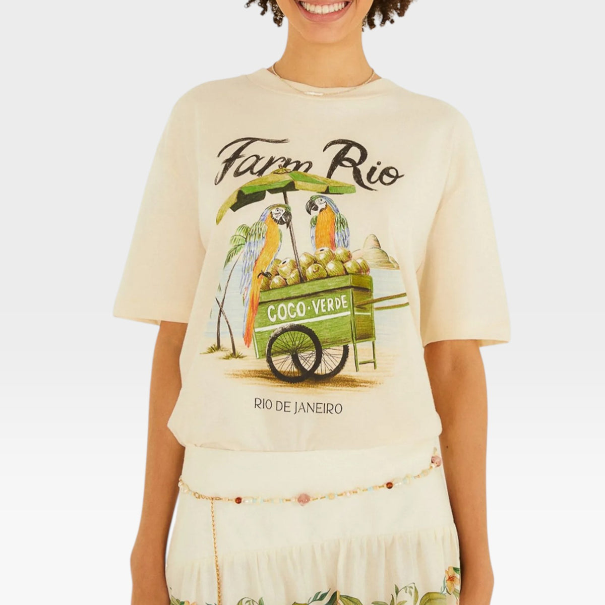 BLUSA T-SHIRT MEDIA CARRINHO DE COCO 358757 FARM RIO