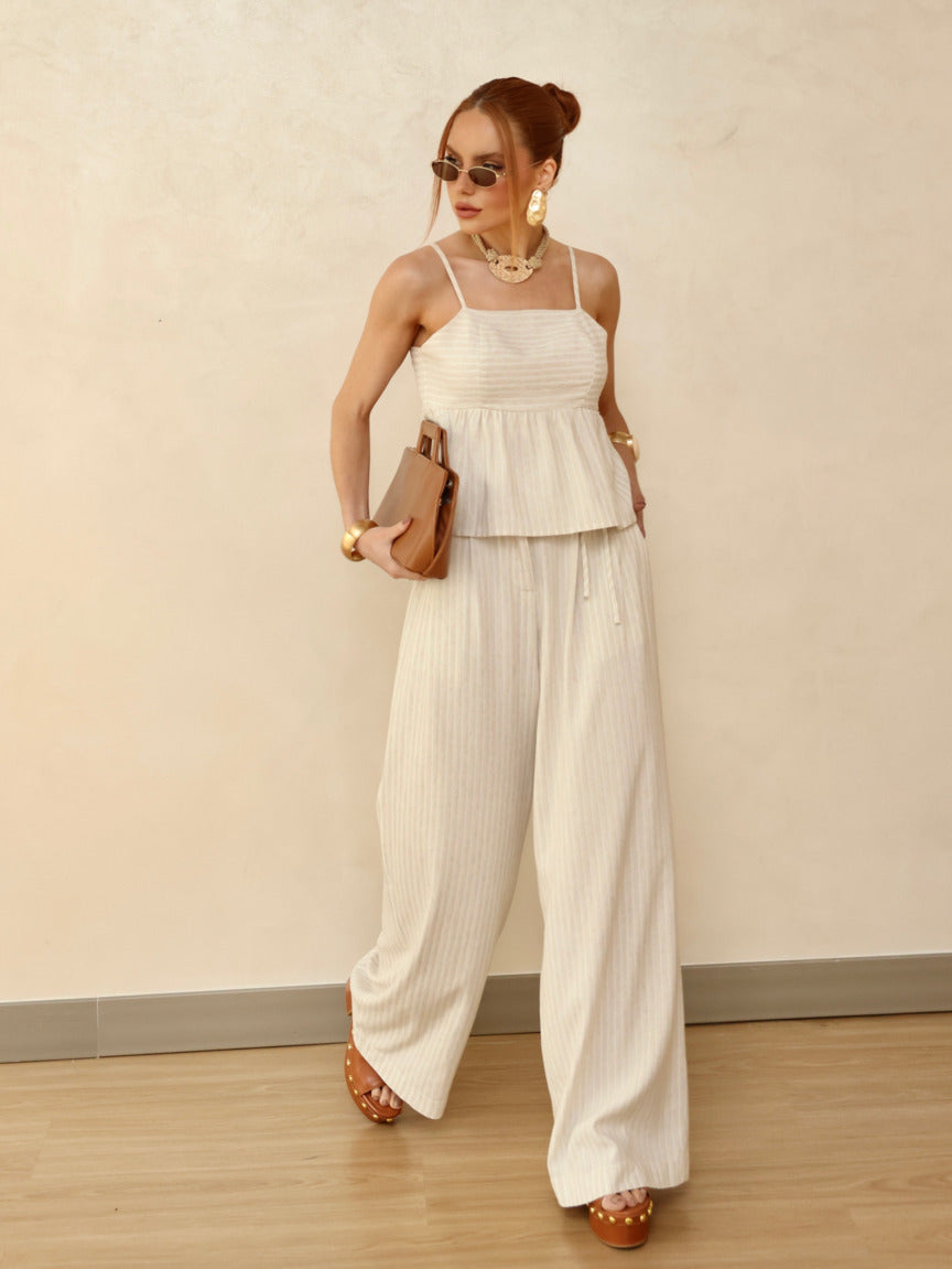 CALÇA LISTRADA LINHO RESORT 403334 SKENN