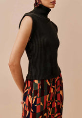 BLUSA CANELADA GOLA ALTA TRICOT 104460 CACAY
