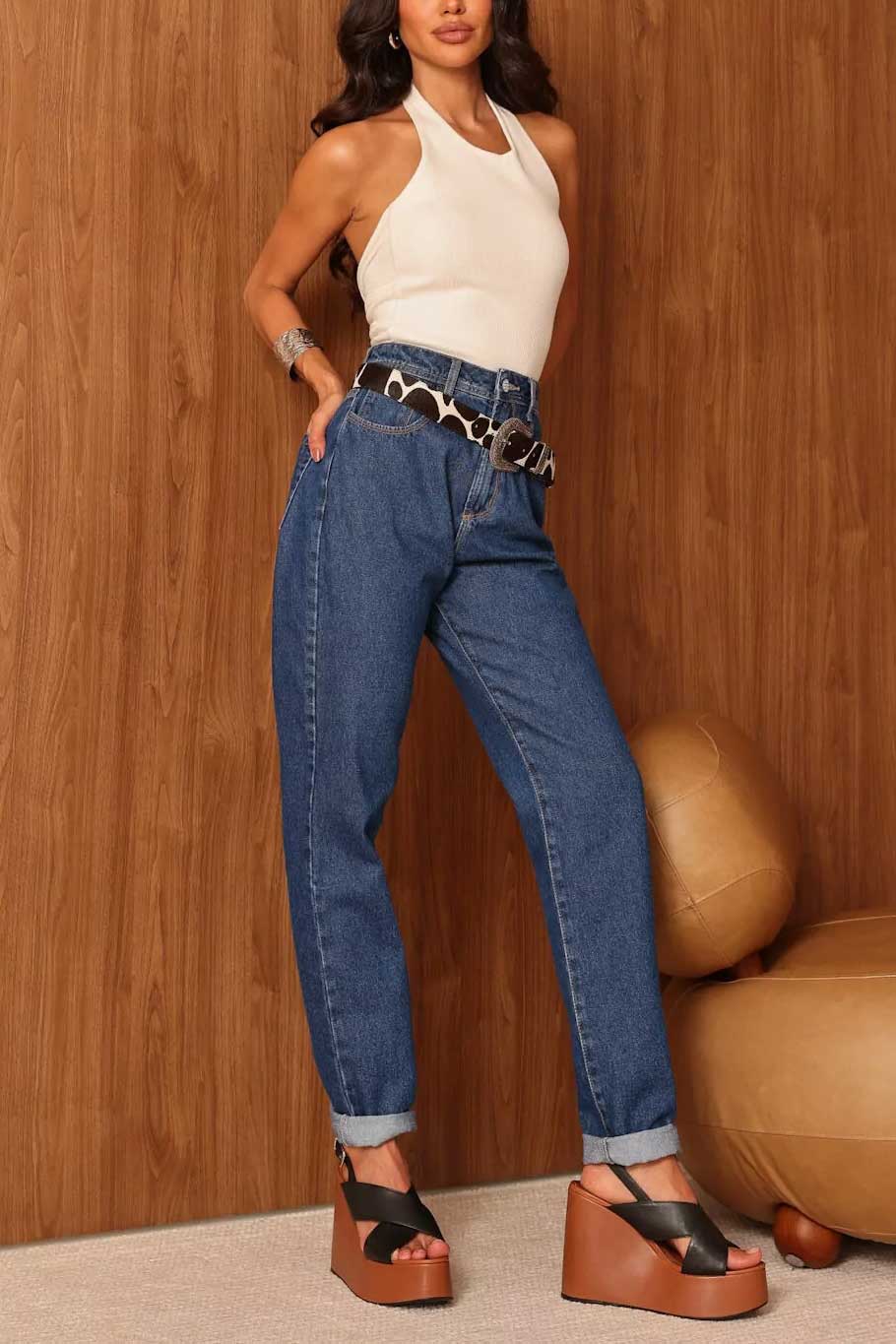 Calça Feminina ALCANCE ref. JEANS MOM - VintedoisK