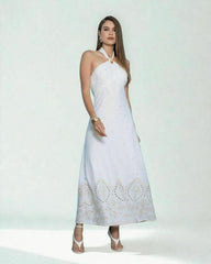 VESTIDO LINHO BORDADO 403636 SKENN