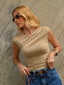 Blusa Fluidez Drapeados Skenn, frontal em tecido drapeado, estilo feminino