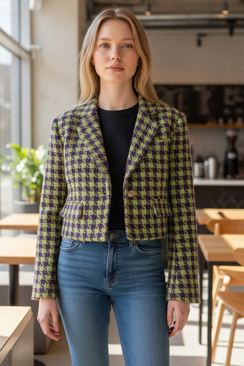 Blazer alfaiataria tweed estampado 363802 Skenn feminino frente Imagem principal do produto
