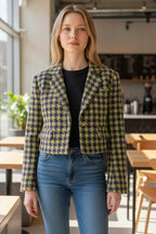 Blazer alfaiataria tweed estampado 363802 Skenn feminino frente
