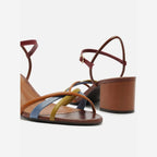 SANDÁLIA MULTICOLORIDA SALTO BLOCO FIVELA TIRAS A 10055 1312 0008 AREZZO
