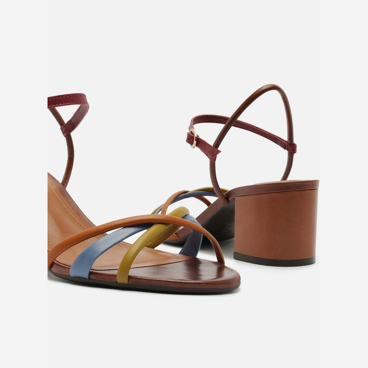 SANDÁLIA MULTICOLORIDA SALTO BLOCO FIVELA TIRAS A 10055 1312 0008 AREZZO