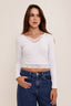 Blusa cropped manga longa Revanche BLFEM00200, frente com detalhes