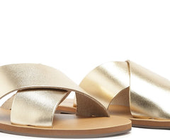 RASTEIRA TIRAS CRUZADAS COURO DOURADA C 30014 0004 0003 ANACAPRI