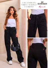 CALÇA WIDE LEG SARJA ELASTICO CFEM00234 REVANCHE