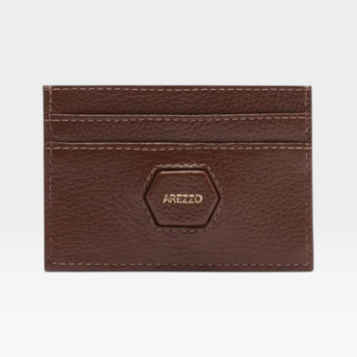 PORTA CARTÕES MARROM COURO TAG HEXAGONAL A 40011 1070 0002 AREZZO