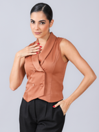 Close textura cetim blusa colete alfaiataria 393134 Skenn feminina