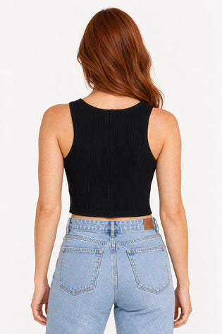 Preto | Blusa Cropped Canelado Malipa — costas