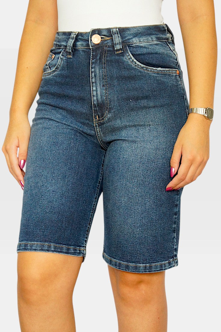 Bermuda jeans barra normal Revanche BMFEM0004 feminina, vista frontal
