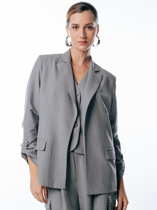 Blazer risca de giz 373812 Skenn feminino, vista frontal Imagem principal do produto