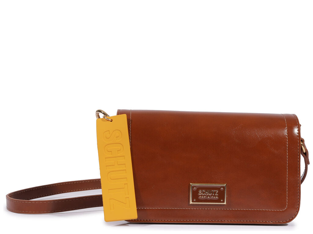 BOLSA TIRACOLO MARROM TAG AMARELA S 50010 2020 0002 SCHUTZ