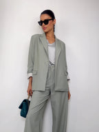 Blazer alfaiataria manga estampada 393803 Skenn look completo