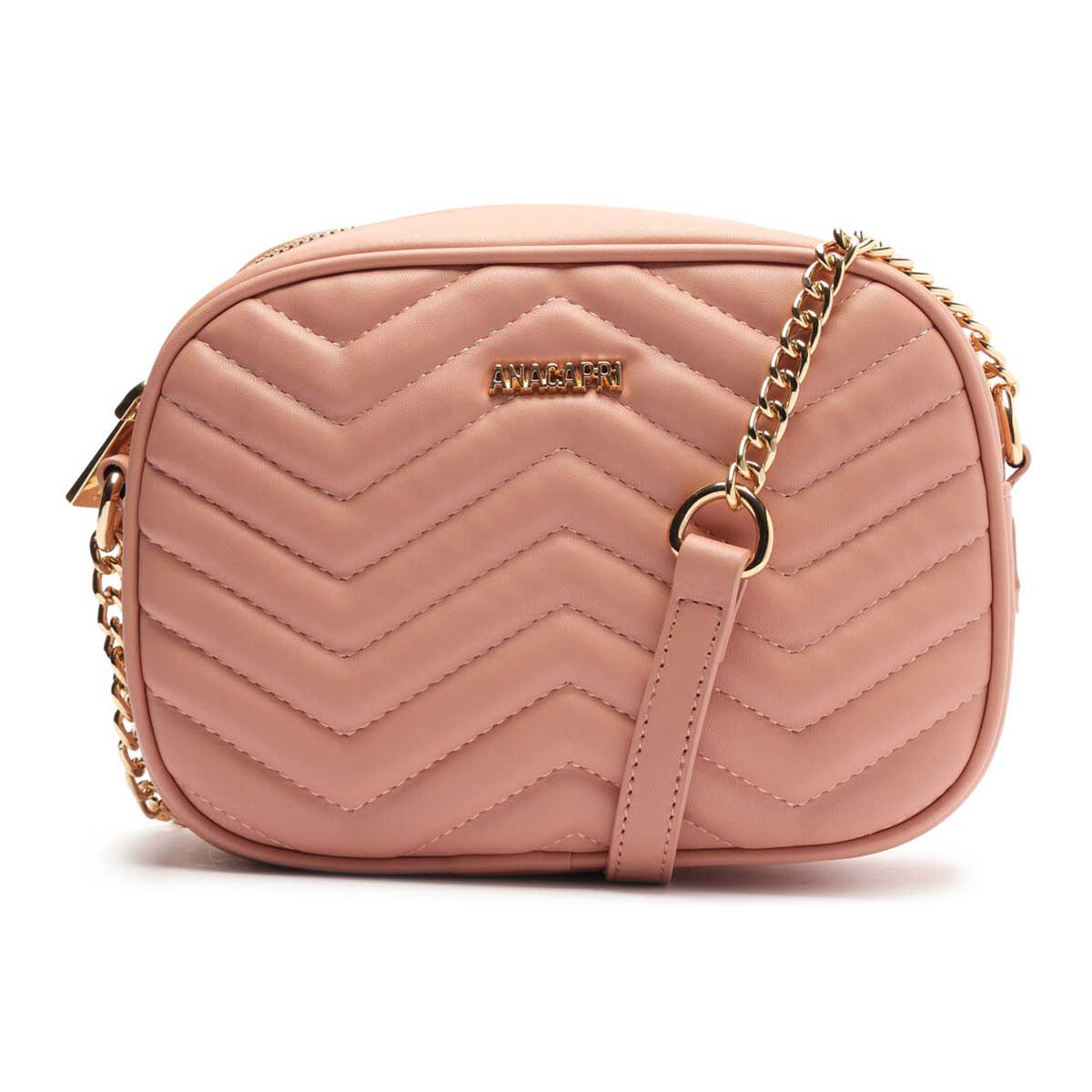 BOLSA TIRACOLO MÉDIA MATELASSÊ ZIG ZAG ROSA C 50036 0003 0006 ANACAPRI