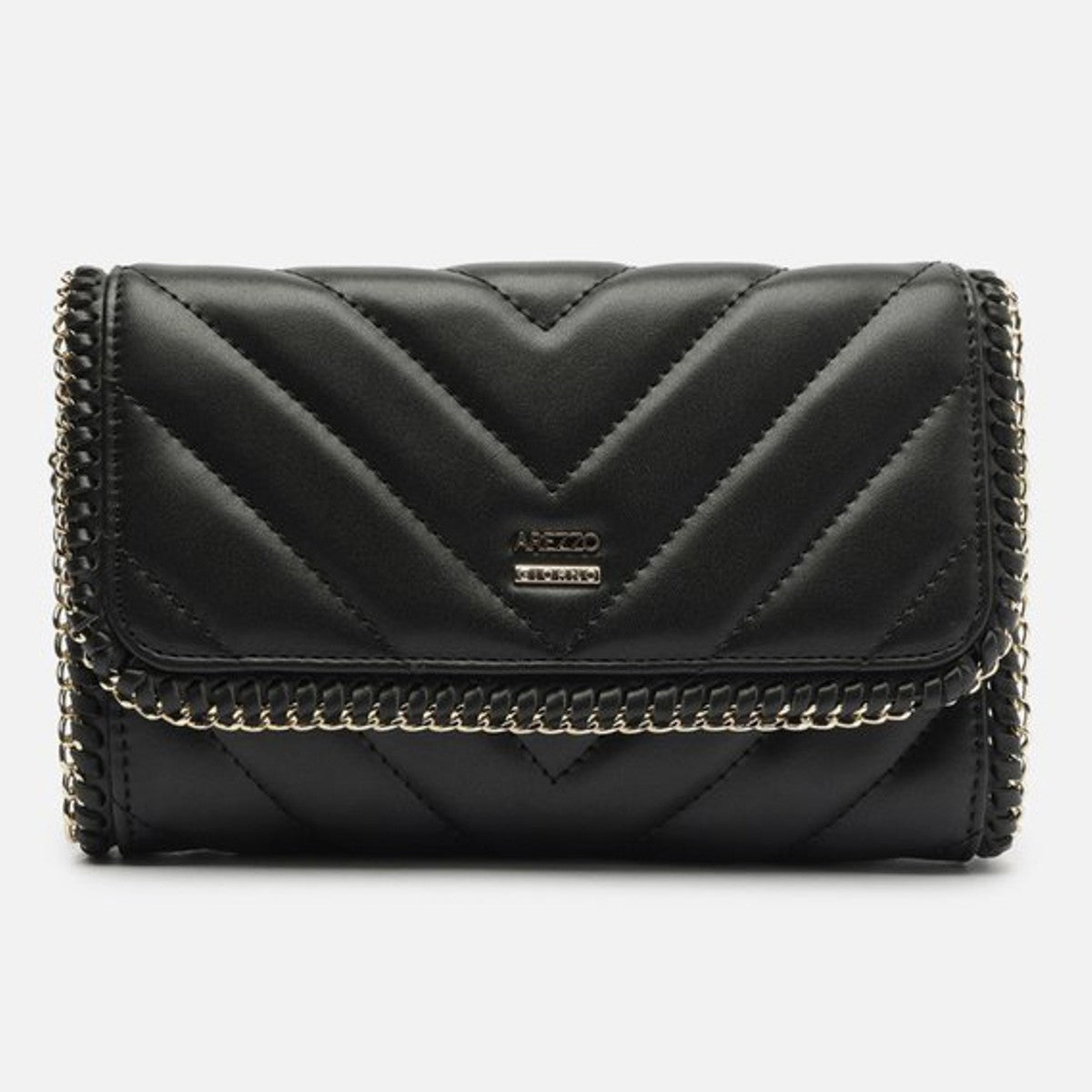 BOLSA TIRACOLO PRETA PEQUENA MATELASSÊ CORRENTE A 57100 1798 0010 AREZZO