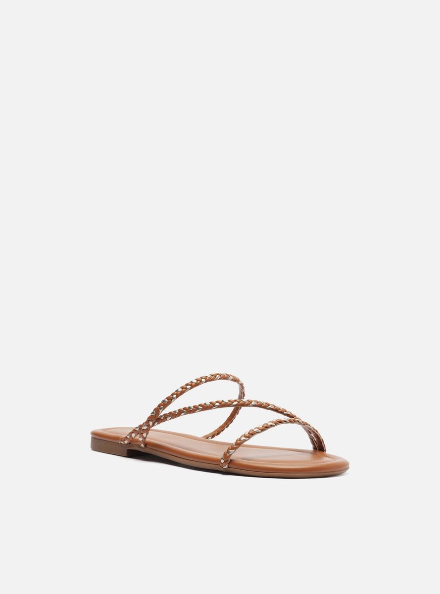 RASTEIRA MARROM TRANÇADO TIRAS DOURADAS A 04485 4186 0004 AREZZO Imagem secundária do produto