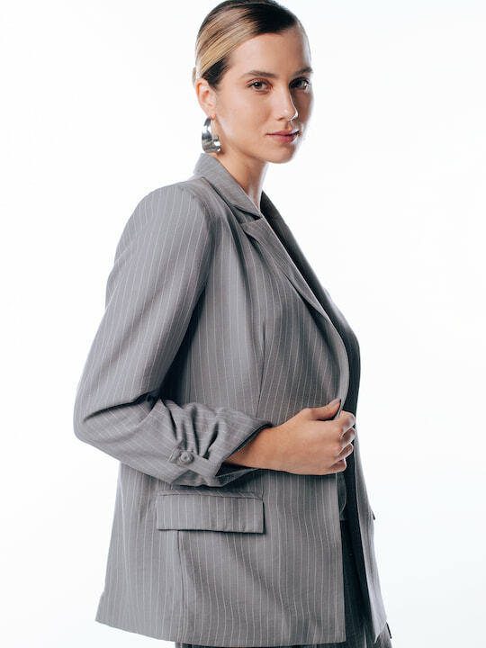 Blazer risca de giz Skenn 373812, costas feminino