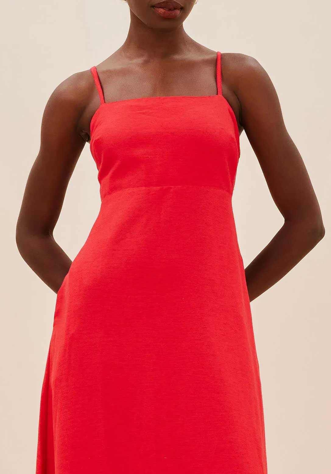 VESTIDO LONGO ALÇA FINA BOLSO 103399 CACAY Imagem secundária do produto