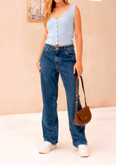 CALÇA JEANS WIDE LEG PREGAS CAFEM00375 REVANCHE