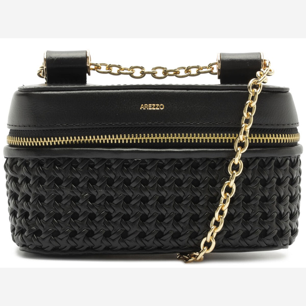 BOLSA BAU PRETA COURO TRAMADA CORRENTE A 50014 0764 0001 AREZZO