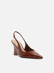 SCARPIN MARROM COURO SALTO ALTO ANABELA SLINGBACK A 13701 0002 0014 AREZZO