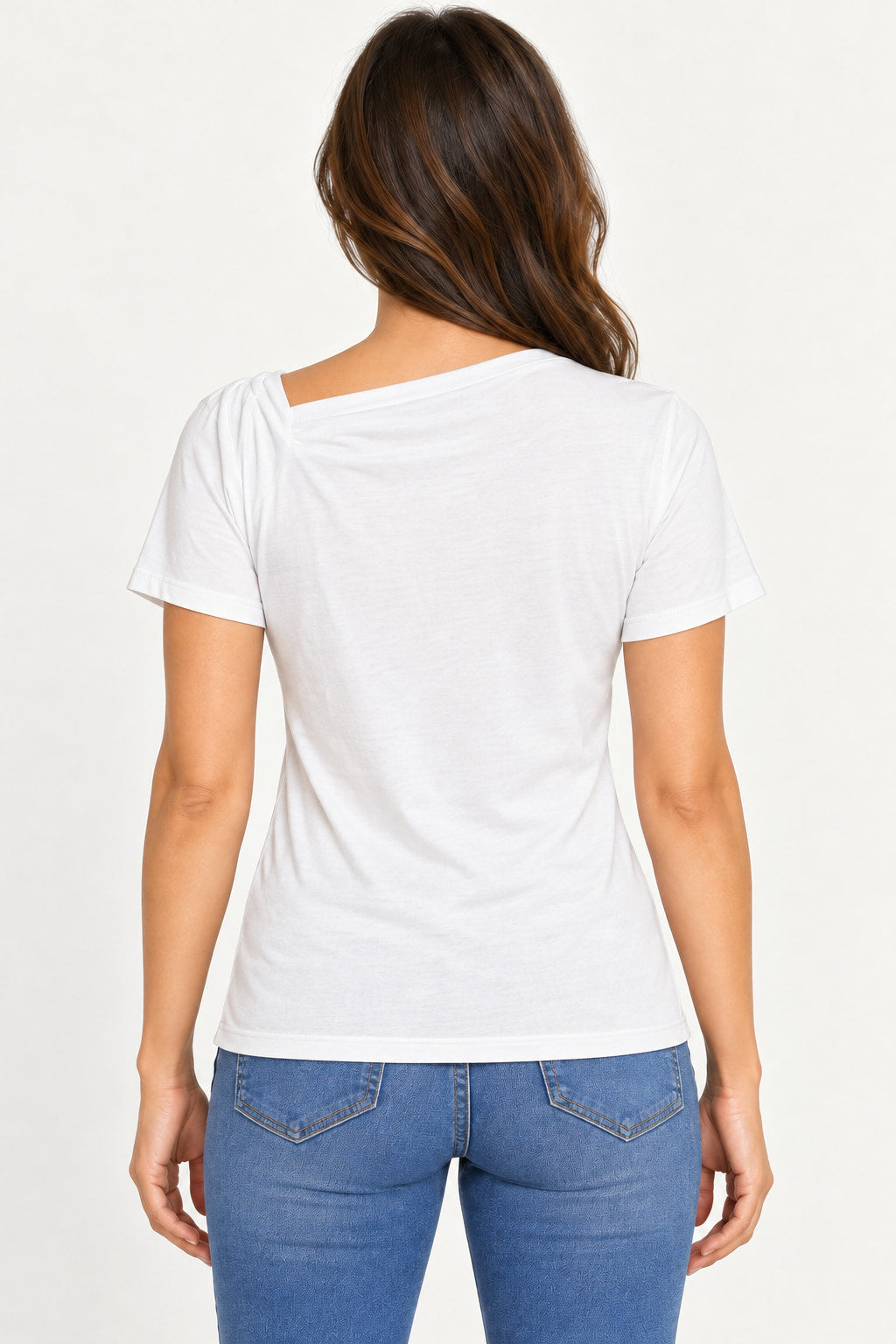 Branco | Blusa Feminina Manga Curta Visco Coqueta — costas