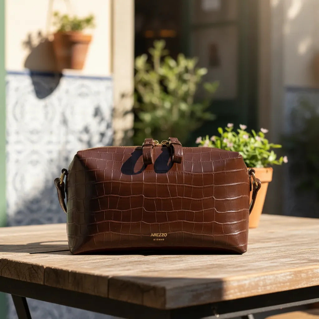 BOLSA CROCO MARROM PEQUENA A 50023 6937 0006 AREZZO