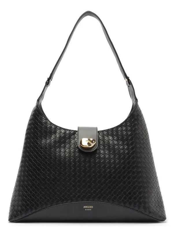 BOLSA HOBO PRETA GRANDE TRESSÊ METAL ORGÂNICO A 50023 0816 0005 AREZZO