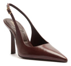 SCARPIN MARROM COURO SALTO FINO FIVELA SLINGBACK A 14189 0002 0001 SCHUTZ