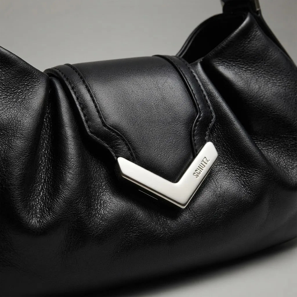 BOLSA HOBO MEDIA COURO PRETA S 50018 3404 0001 SCHUTZ
