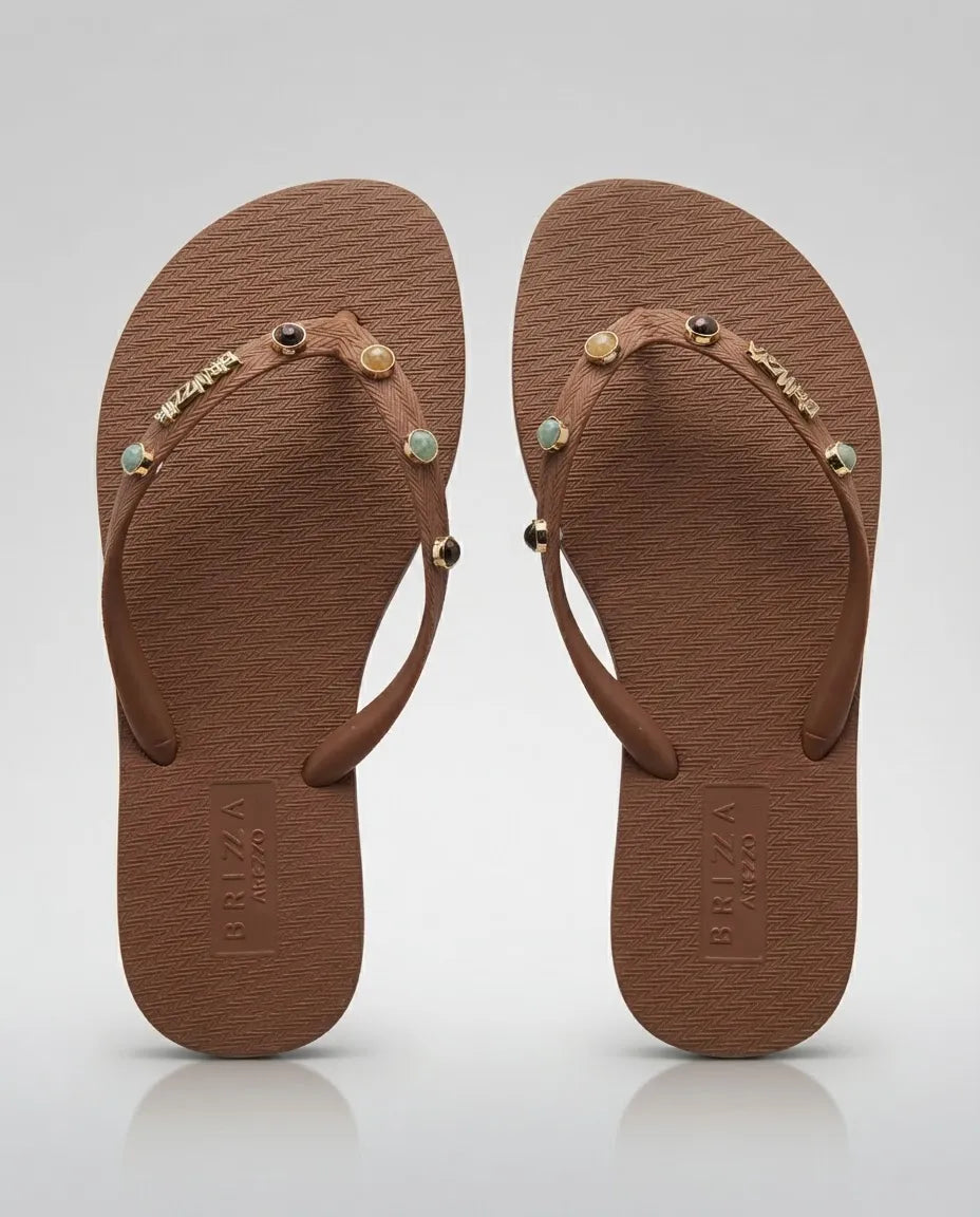 CHINELO MARROM ESSENTIAL PEDRAS Z 19026 0147 0005 BRIZZA