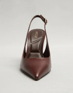 SCARPIN MARROM COURO SALTO FINO FIVELA SLINGBACK A 14189 0002 0001 SCHUTZ
