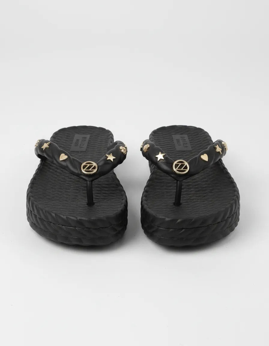 CHINELO DE DEDO PRETO PLATAFORMA METAIS BRIZZA Z 19004 0018 0001 BRIZZA