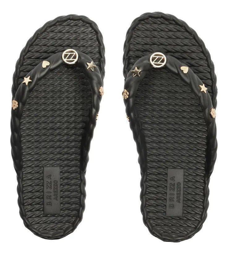 CHINELO DE DEDO PRETO PLATAFORMA METAIS BRIZZA Z 19004 0018 0001 BRIZZA