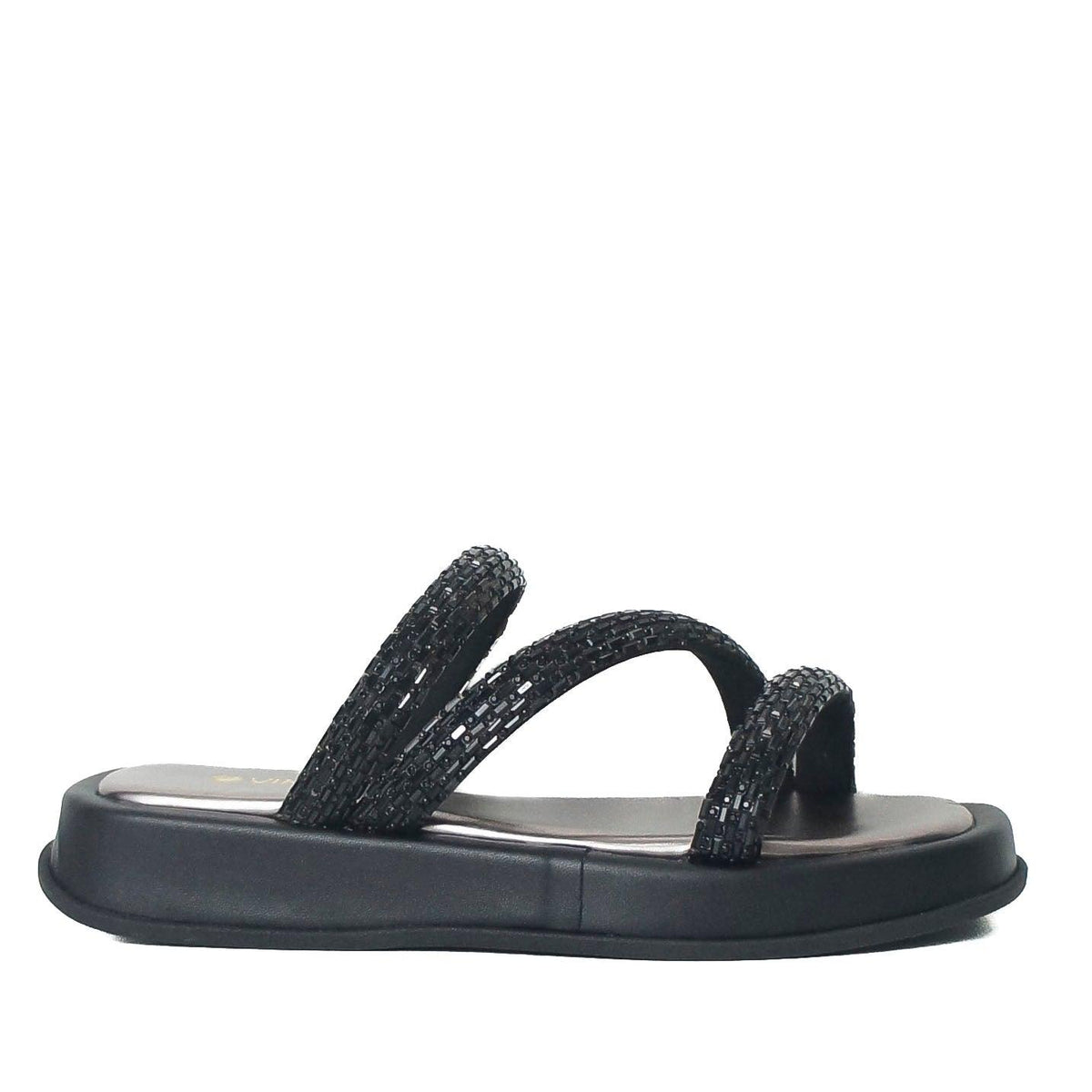 PAPETE BIRKEN PRETA TRÊS TIRAS BRILHO BK1650 VINTEDOISK - Vintedoisk