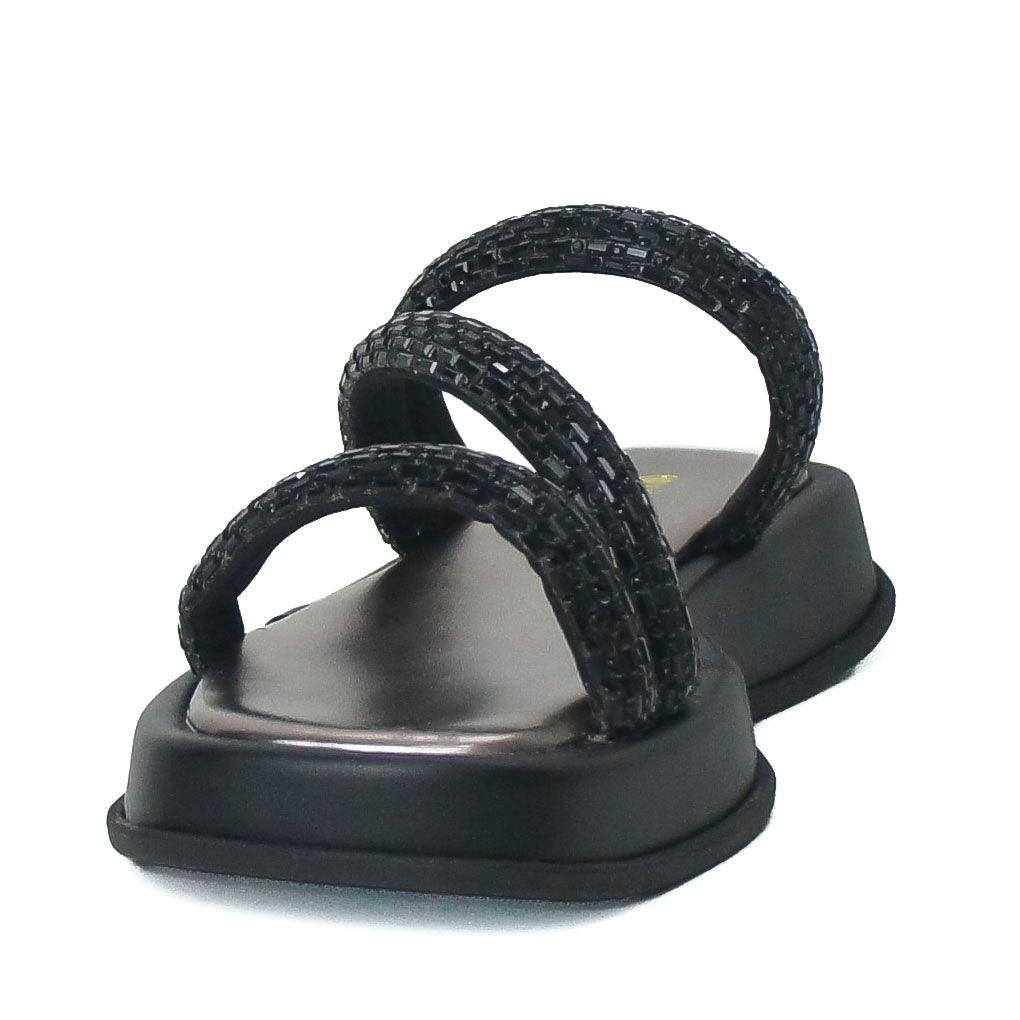 PAPETE BIRKEN PRETA TRÊS TIRAS BRILHO BK1650 VINTEDOISK - Vintedoisk