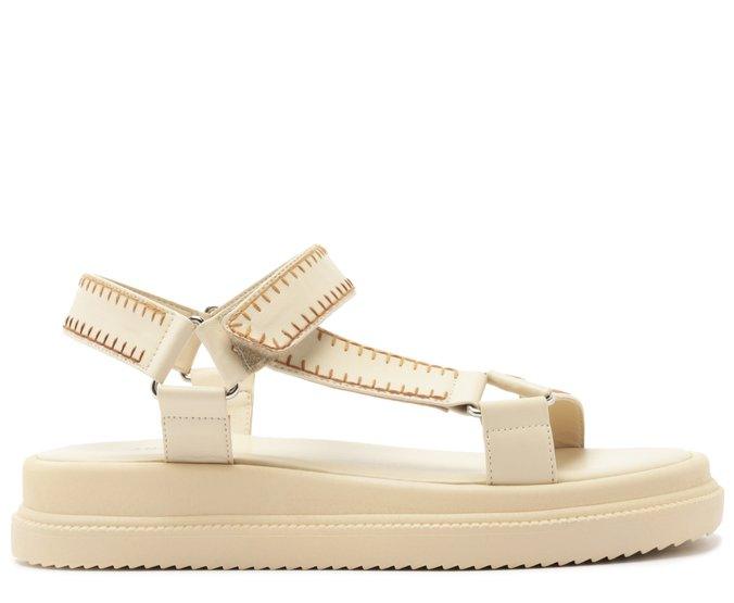 PAPETE PLATAFORMA DIANA PESPONTOS BRANCO E MARROM C 30578 0010 0003 ANACAPRI - Vintedoisk