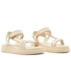 PAPETE PLATAFORMA DIANA PESPONTOS BRANCO E MARROM C 30578 0010 0003 ANACAPRI - Vintedoisk