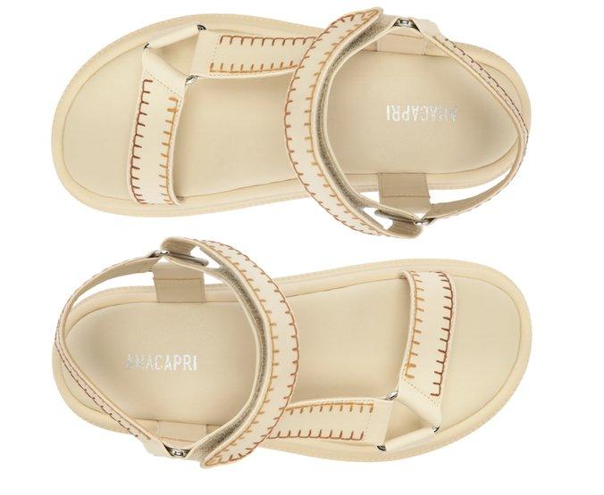 PAPETE PLATAFORMA DIANA PESPONTOS BRANCO E MARROM C 30578 0010 0003 ANACAPRI - Vintedoisk