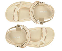 PAPETE PLATAFORMA DIANA PESPONTOS BRANCO E MARROM C 30578 0010 0003 ANACAPRI - Vintedoisk