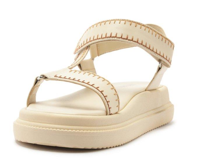 PAPETE PLATAFORMA DIANA PESPONTOS BRANCO E MARROM C 30578 0010 0003 ANACAPRI - Vintedoisk