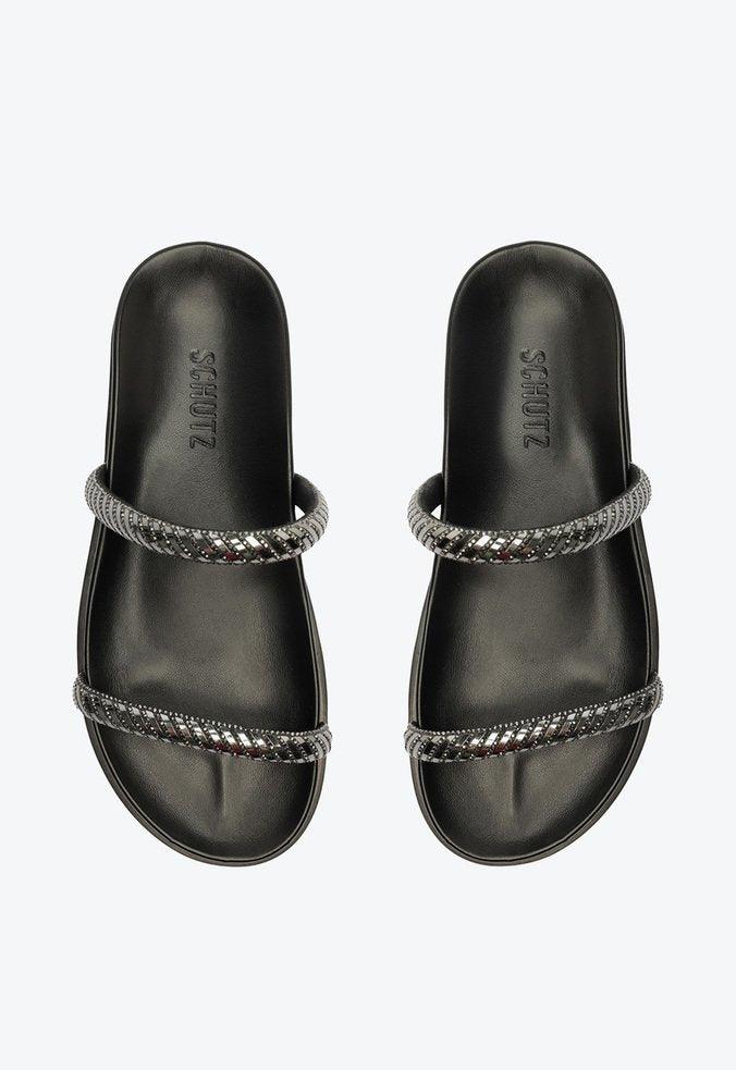 PAPETE PRETA DUAS TIRAS BRILHO S 20733 0163 0002 SCHUTZ - Vintedoisk